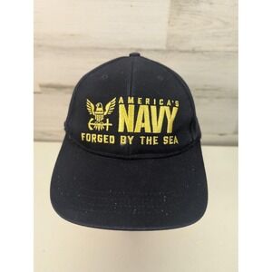 America's Navy Hat Cap Strap Back One Size Blue Forged By The Sea USA Mens